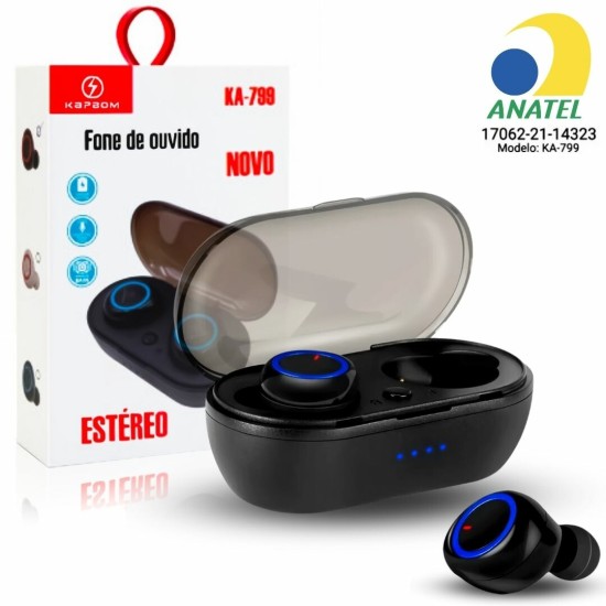 Entre na era sem fios com o Fone Bluetooth TWS KA-799. Experimente udio imersivo e sem limites em um design ergonmico e moderno. Com conexo estvel, estes auriculares proporcionam liberdade total de movimento, sendo ideais para quem busca versatilidade e praticidade.

Controles intuitivos e bateria de longa durao completam a experincia, garantindo que voc desfrute da sua msica ou atenda chamadas com facilidade. Seja no transporte, no trabalho ou durante o exerccio, os Airphones KA-799 oferecem qualidade sonora superior em qualquer situao. Transforme sua experincia auditiva com este fone de ouvido Bluetooth TWS.
Especificaes Tecnicas: